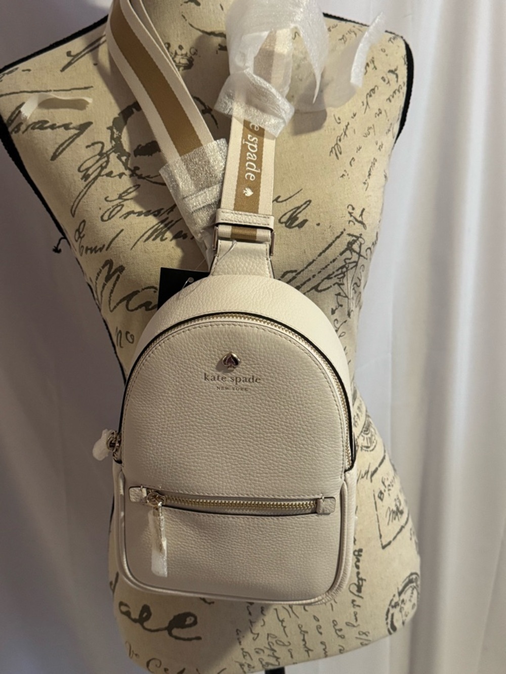 kate spade Parchment Pebble Leather Mini Backpack Crossbody